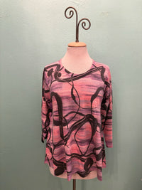 SCOOP NECK WAFFLE TUNIC-PINK-ET LOIS