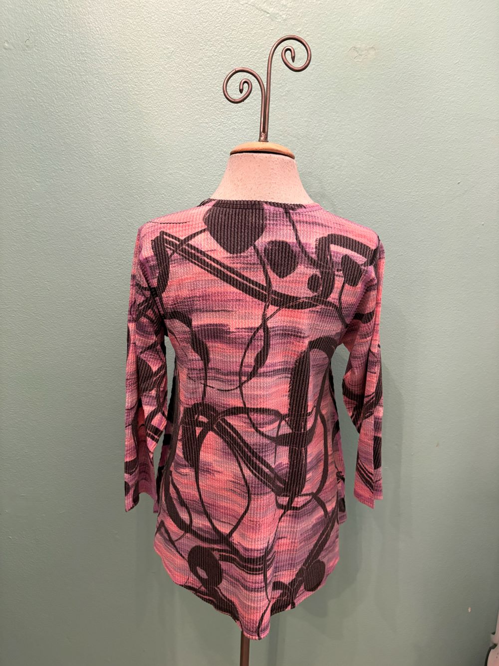 SCOOP NECK WAFFLE TUNIC-PINK-ET LOIS