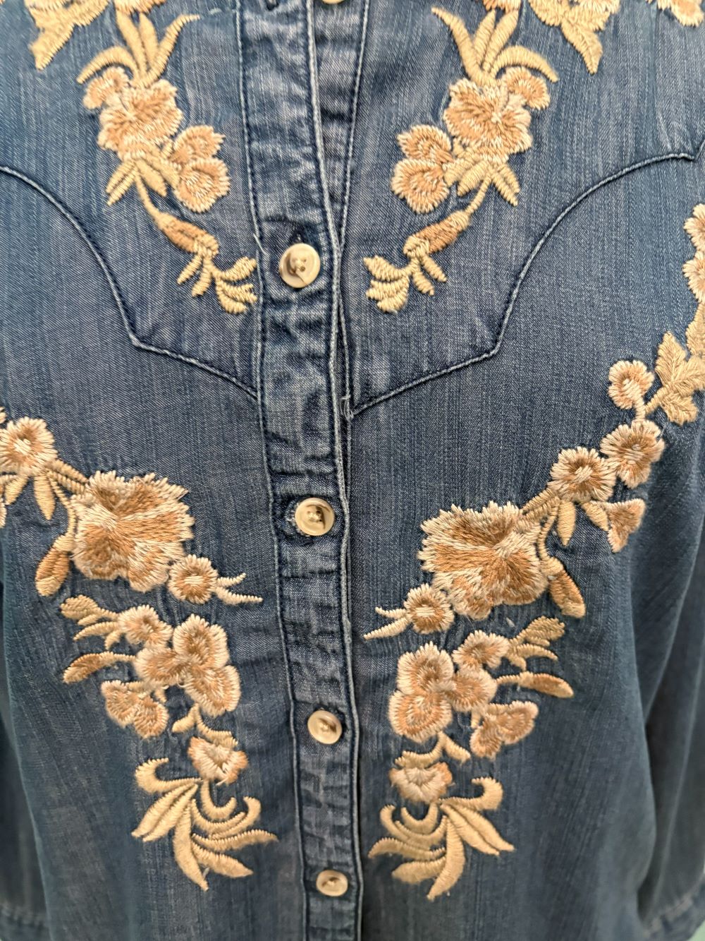 TENCEL WESTERN SHIRT W/EMBROIDERY-PAPARAZZI