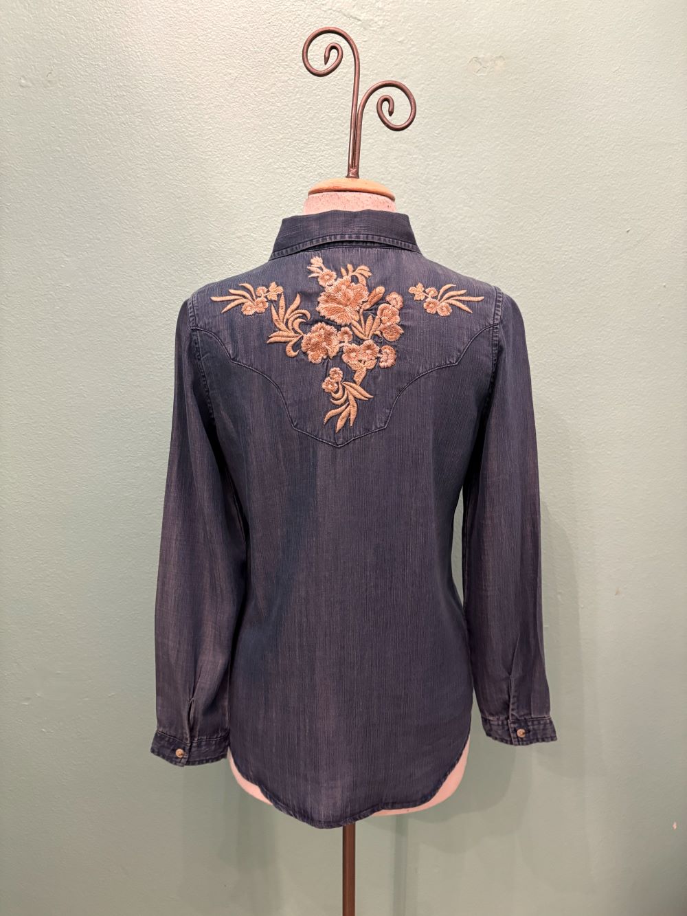 TENCEL WESTERN SHIRT W/EMBROIDERY-PAPARAZZI