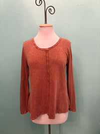 L/S CREW TEE W/SEAM-MINERAL CAMEL-COTTON LANI
