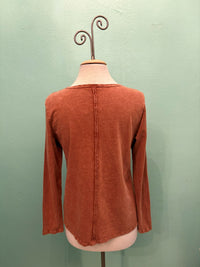 L/S CREW TEE W/SEAM-MINERAL CAMEL-COTTON LANI