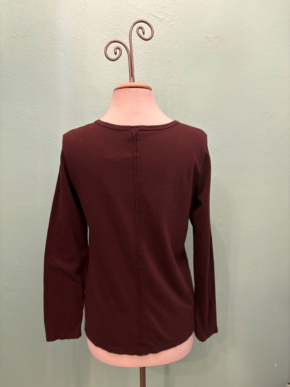 L/S CREW TEE W/SEAM-CHESTNUT-COTTON LANI