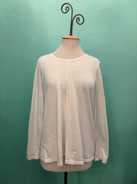 L/S CREW TEE W/SEAM-WHITE-COTTON LANI
