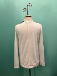 L/S CREW TEE W/SEAM-WHITE-COTTON LANI