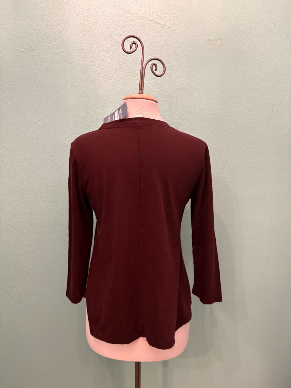 SWING CREW NECK 3/4 SLEEVE TEE-CHESTNUT-COTTON LANI
