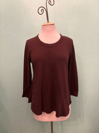SWING CREW NECK 3/4 SLEEVE TEE-CHESTNUT-COTTON LANI