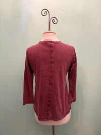 SWING CREW NECK 3/4 SLEEVE TEE-MINERAL BURGUNDY-COTTON LANI