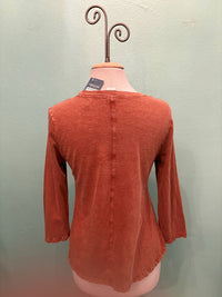 SWING CREW NECK 3/4 SLEEVE TEE-MINERAL CAMEL-COTTON LANI