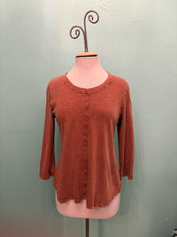 SWING CREW NECK 3/4 SLEEVE TEE-MINERAL CAMEL-COTTON LANI