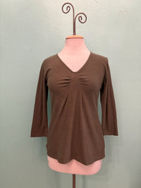 3/4 SLEEVE TUCK FRONT TEE-KELP-CUT LOOSE
