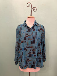 SEA GLASS CROP EASY SHIRT-PEACOCK-CUT LOOSE