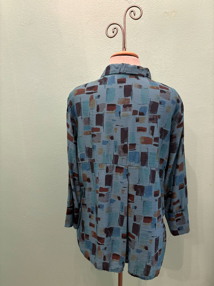 SEA GLASS CROP EASY SHIRT-PEACOCK-CUT LOOSE