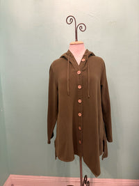 HOODED BUTTON JACKET-AMAZON-SEA BREEZE