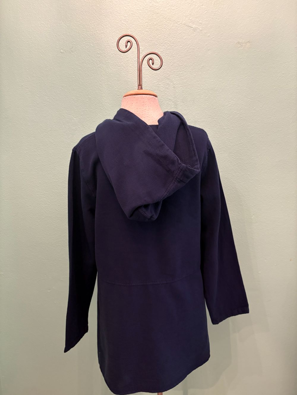 HOODED BUTTON JACKET-NAVY-SEA BREEZE