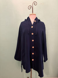 HOODED BUTTON JACKET-NAVY-SEA BREEZE