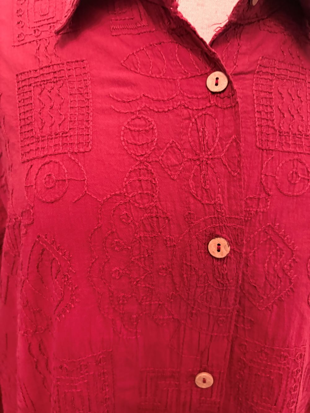 MILAN BUTTON DOWN SHIRT-CRANBERRY-SEA BREEZE