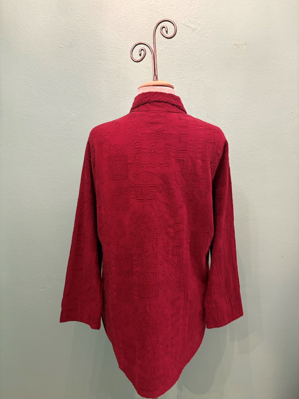 MILAN BUTTON DOWN SHIRT-CRANBERRY-SEA BREEZE