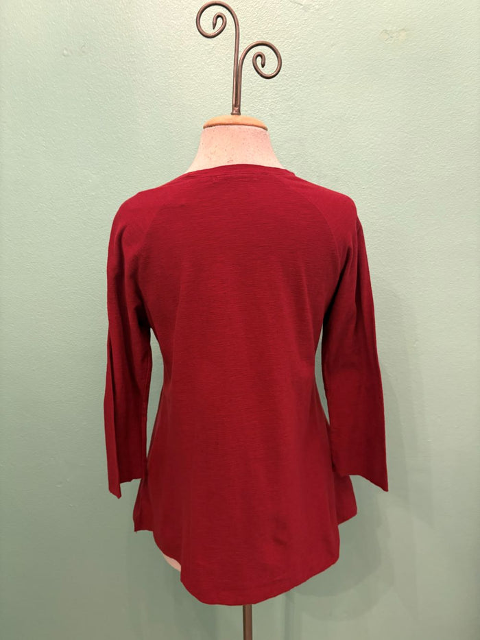 RAGLAN SLEEVE COTTON CARDI-MARASCHINO-CUT LOOSE