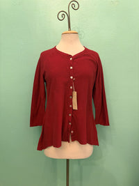 RAGLAN SLEEVE COTTON CARDI-MARASCHINO-CUT LOOSE