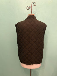 CRINKLE CHECK QUILTED OPEN VEST-KELP-CUT LOOSE