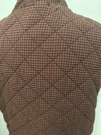 CRINKLE CHECK QUILTED OPEN VEST-KELP-CUT LOOSE