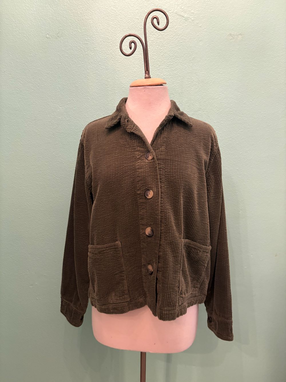 LUX CORDUROY CROPPED JACKET-KELP-CUT LOOSE