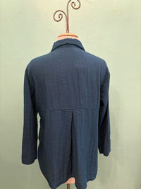 EASY CROP SHIRT TEXTURE RAYON-PEACOCK-CUT LOOSE