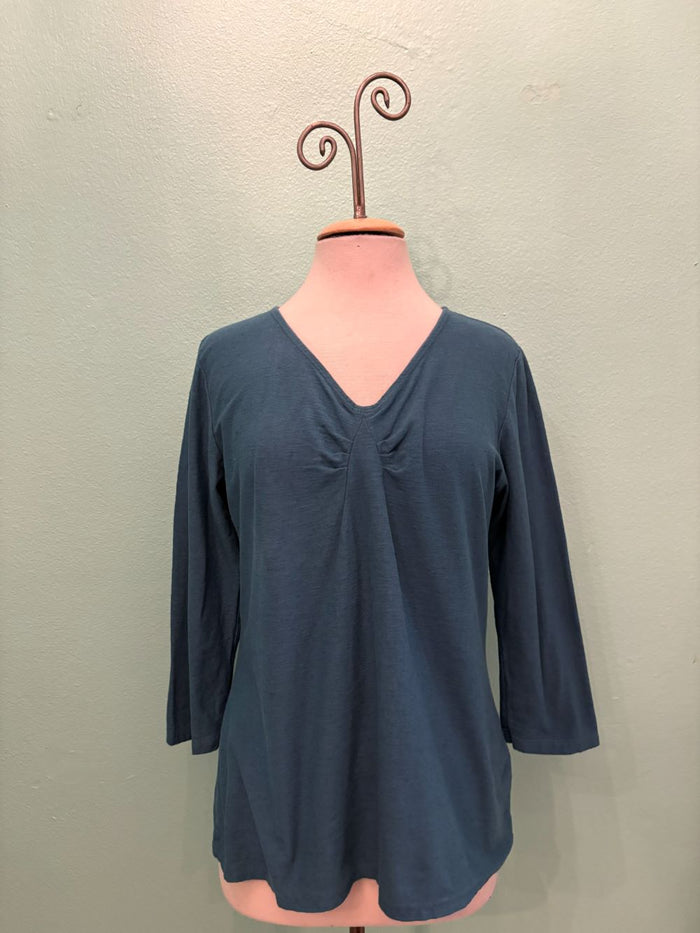 3/4 SLEEVE TUCK FRONT TEE-PEACOCK-CUT LOOSE
