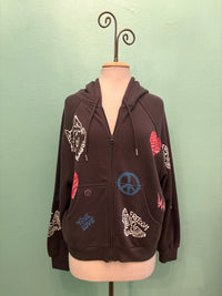 WOLF HOODIE SWEATSHIRT-CHARCOAL-JUST MADISON