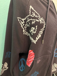 WOLF HOODIE SWEATSHIRT-CHARCOAL-JUST MADISON