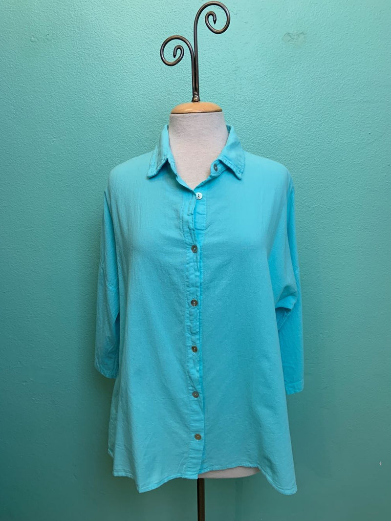 BUTTON COTTON TOP-TEAL-GIOCAM