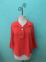 DOLMAN SLEEVE BLOUSE W/BUTTONS-CORAL- LAST TANGO