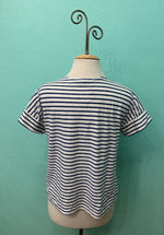 S/S BOXY STRIPE TEE-LAUNDERED-CUT LOOSE