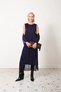 LONG DRESS W/ COLLAR JACKET 2-PIECE -DARK PURPLE-JOURNEY