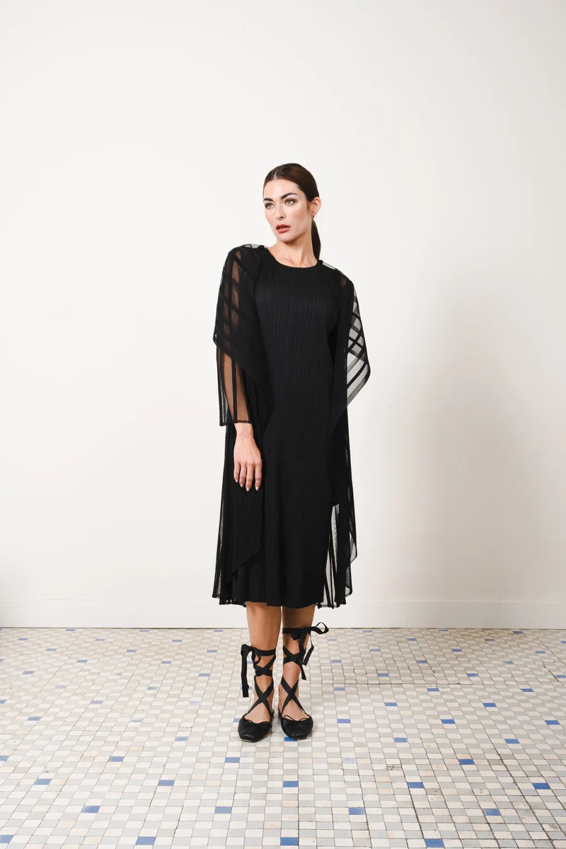 LONG DRESS W/COLLAR JACKET 2-PIECE - BLACK - JOURNEY
