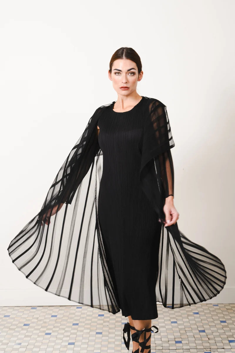 LONG DRESS W/COLLAR JACKET 2-PIECE - BLACK - JOURNEY