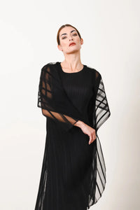 LONG DRESS W/COLLAR JACKET 2-PIECE - BLACK - JOURNEY