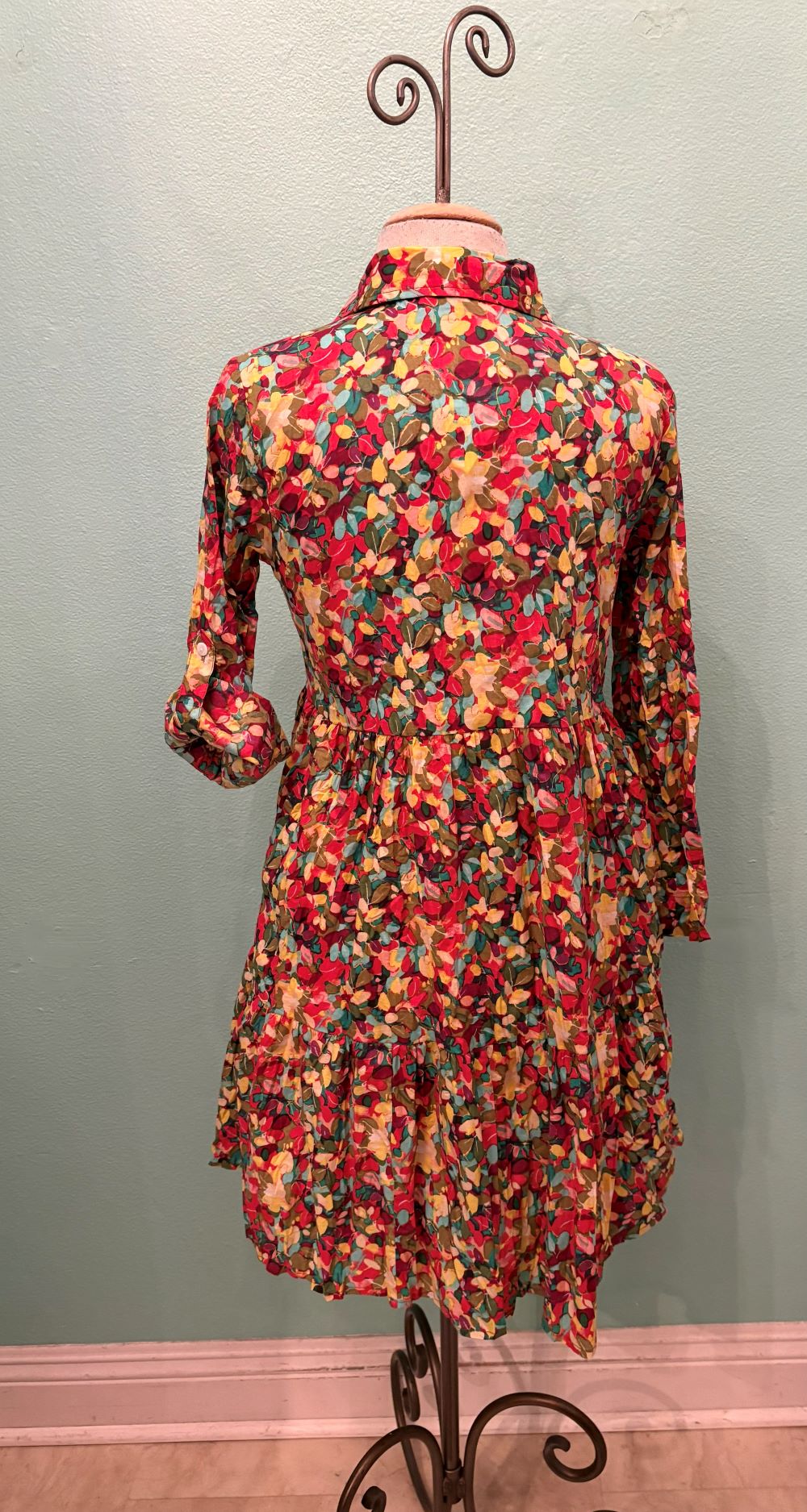 JUNE BUTTONDOWN DRESS-LEAVES MULTI-DRESS ADDICT