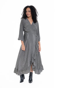 JUNIPER LONG SLEEVE WRAP DRESS-CIENNA