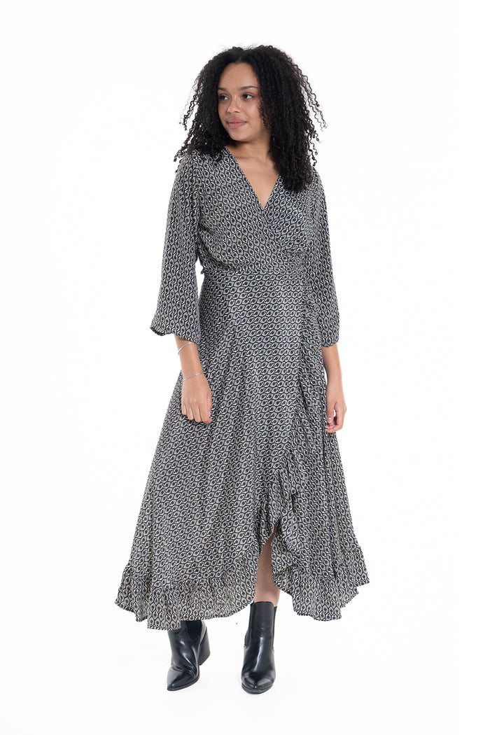 JUNIPER LONG SLEEVE WRAP DRESS-CIENNA