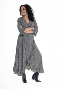 JUNIPER LONG SLEEVE WRAP DRESS-CIENNA