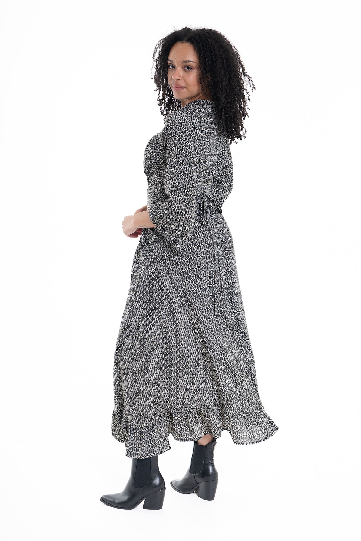 JUNIPER LONG SLEEVE WRAP DRESS-CIENNA