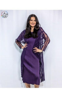 LONG DRESS W/ COLLAR JACKET 2-PIECE -DARK PURPLE-JOURNEY