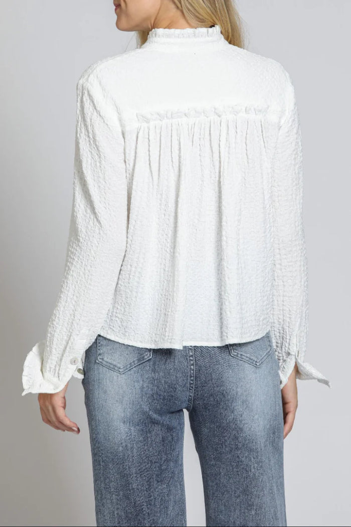 CROPPED SHIRT W/RUFFLE BACK-APNY