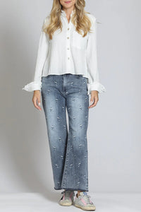 CROPPED SHIRT W/RUFFLE BACK-APNY