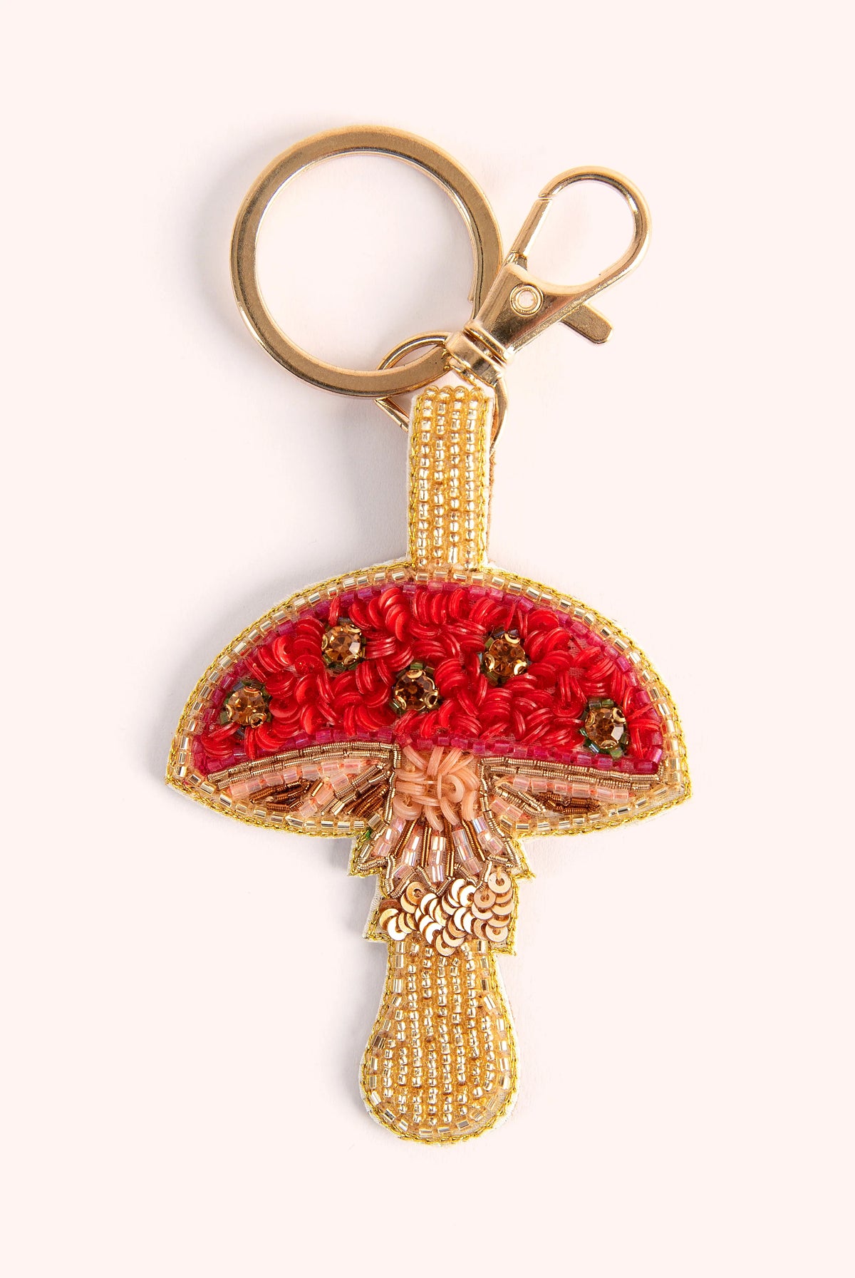 BLINGED TOADSTOOL BEADED KEYRING-POWDER