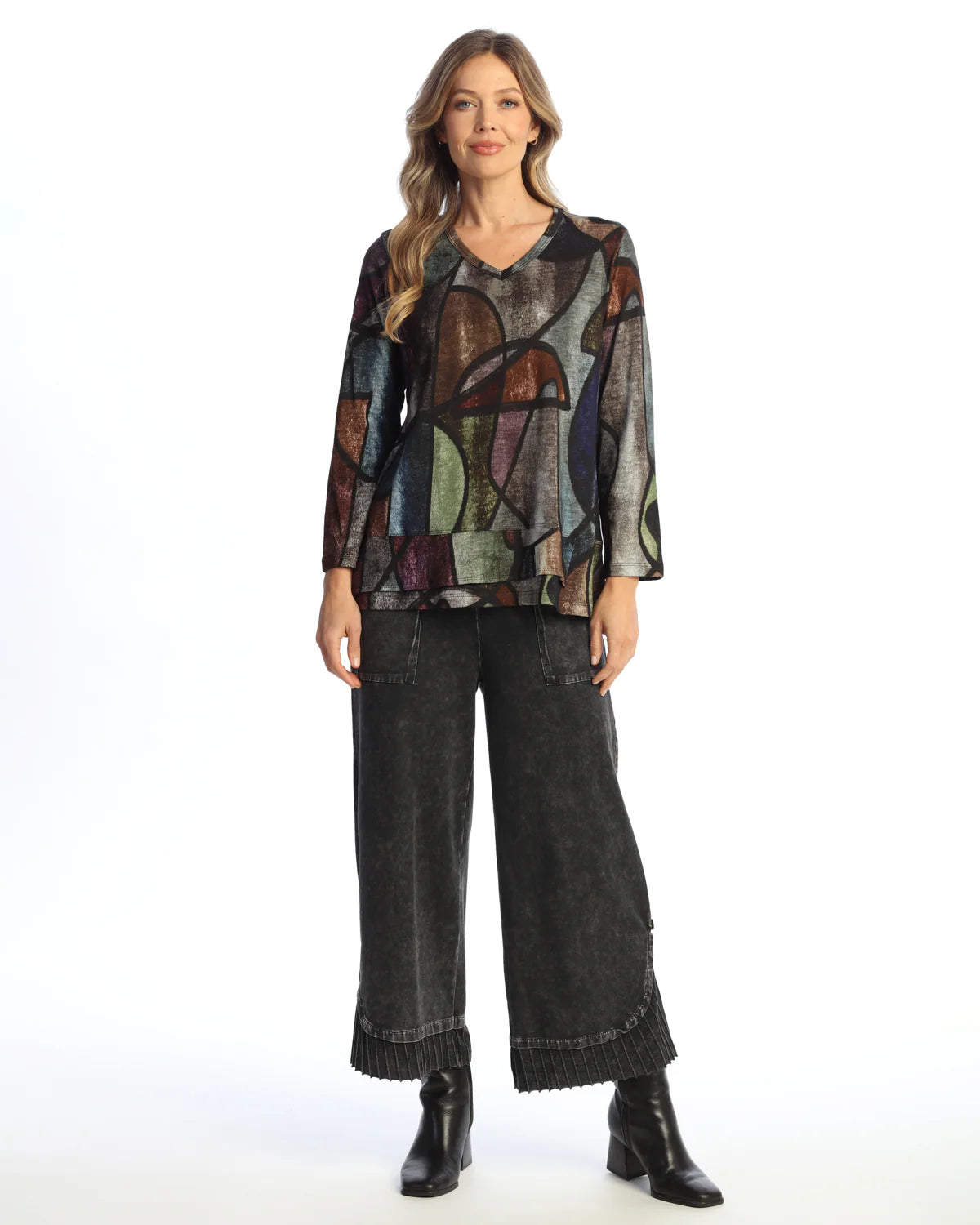 MELODY COTTON MODAL V-NECK TOP-JESS AND JANE