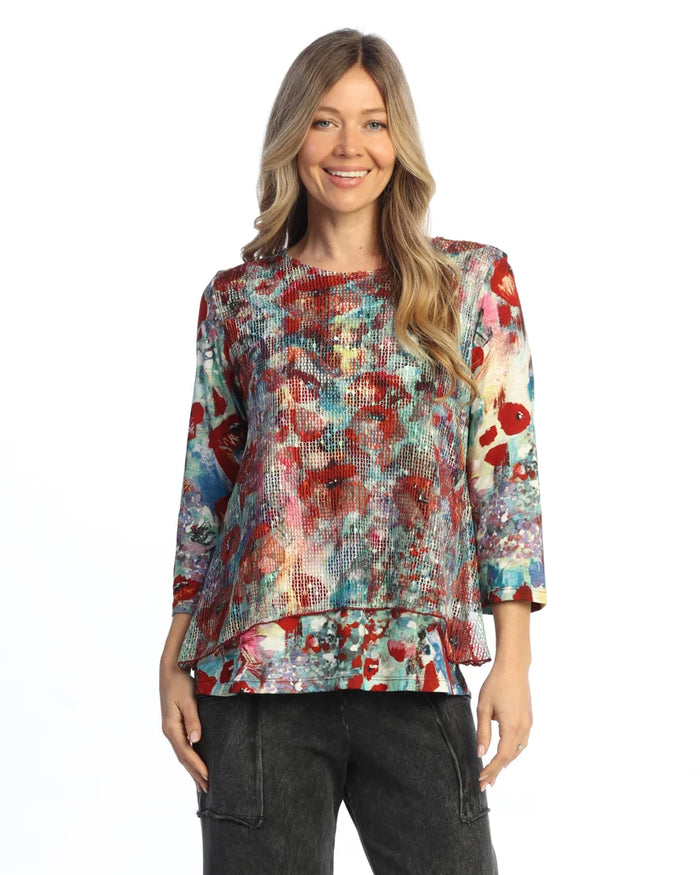 PRIMA BOUCLE MESH OVERLAY COTTON MODAL TOP-JESS AND JANE