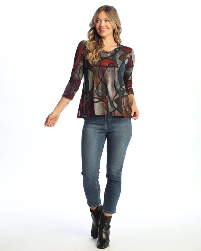 MELODY COTTON V-NECK TOP-JESS AND JANE